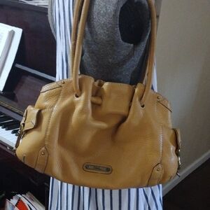 Yellow Leather Tote Bag